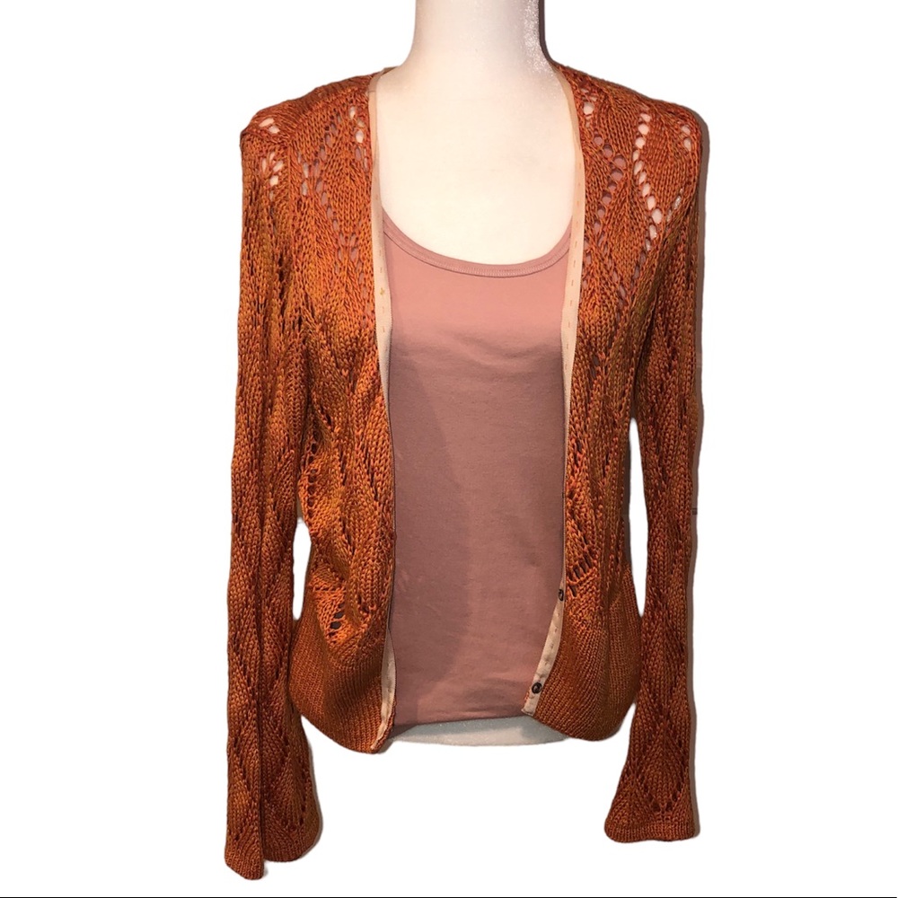 CAbi orange boho knit cardigan size XL